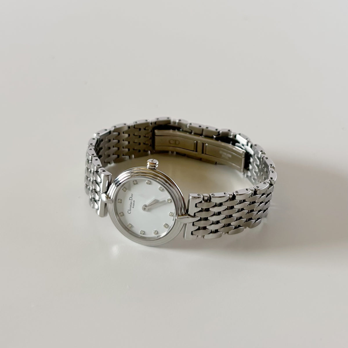 Dior 1990s Round Dial Stainless Steel Watch