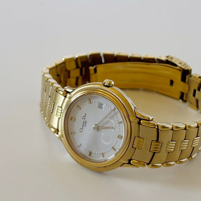 Dior 1990s Round Dial Gold Plated Watch