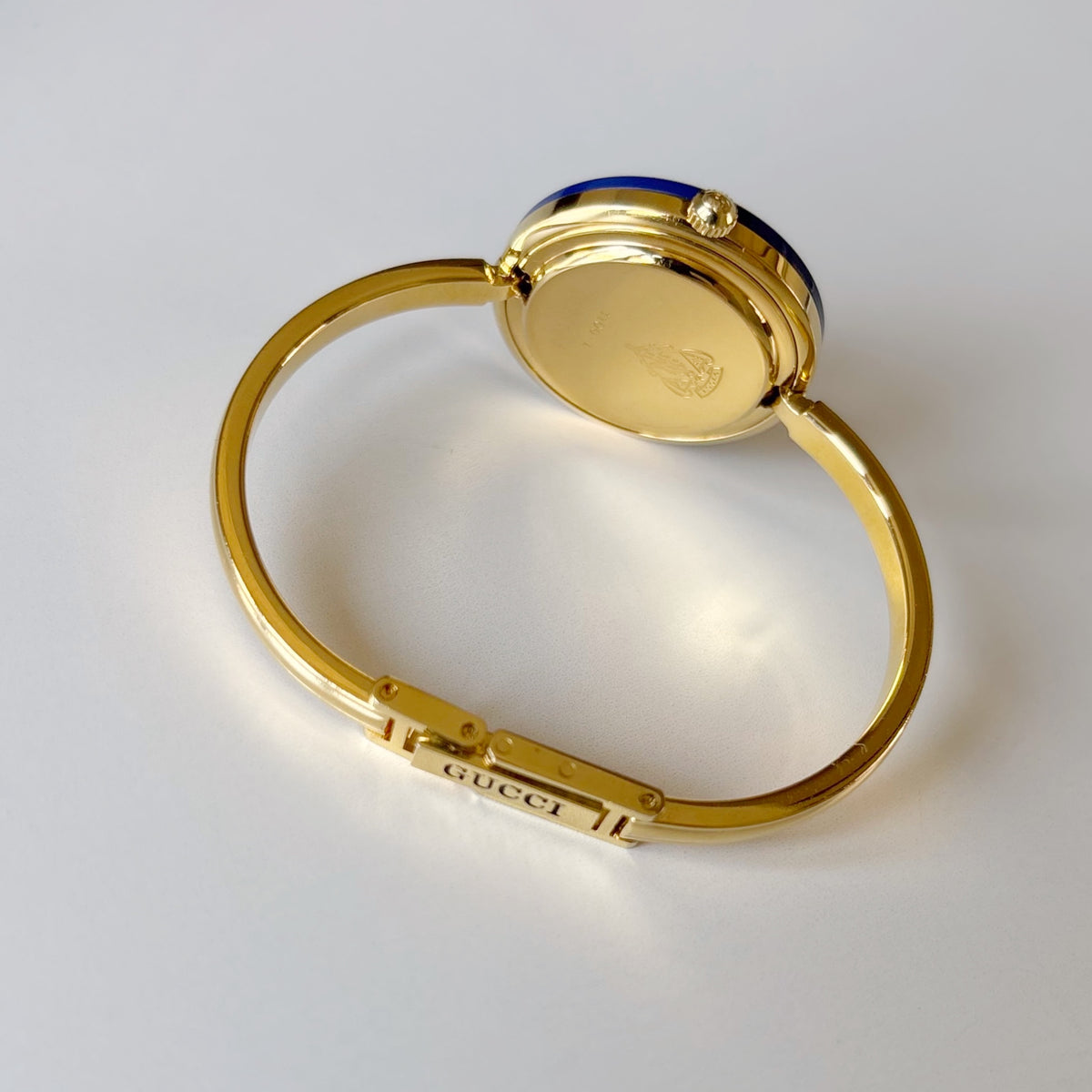 Gucci 1990s Interchangeable Bezel Gold Plated Bangle Watch with 12 bezels, case (Small)
