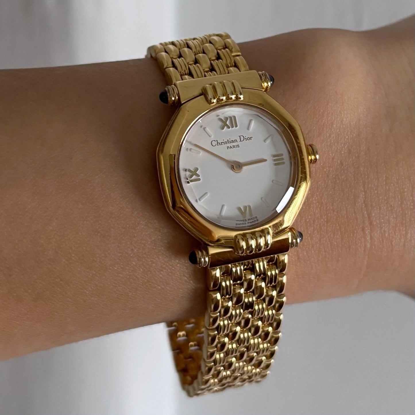 Dior 1990s Octagon Gold Plated Watch