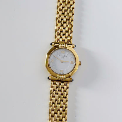 Dior 1990s Octagon Gold Plated Watch