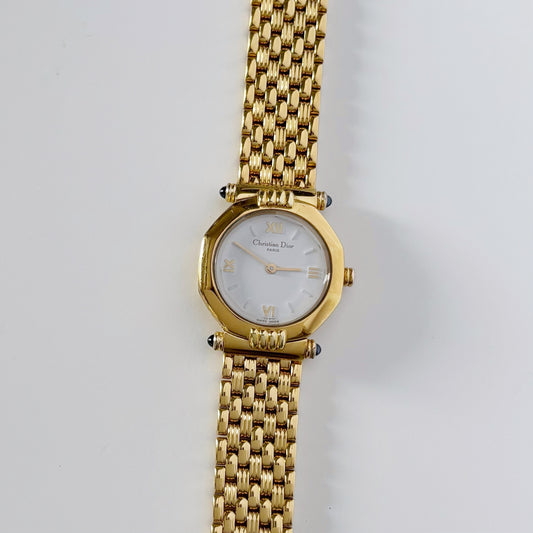 Dior 1990s Octagon Gold Plated Watch
