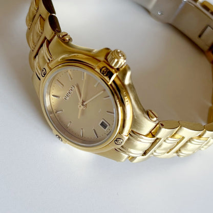 Gucci 1990s Date Gold Plated Watch