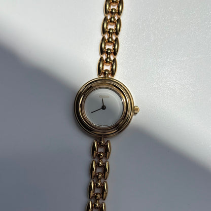 Gucci 1990s Interchangeable Bezel Gold Plated Race Chain Watch with case, 6 bezels (160mm)