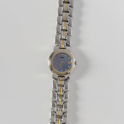 Fendi 1990s Seashell Dial Date Two Tone Watch