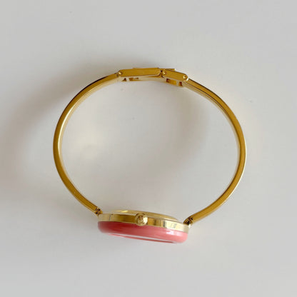 Gucci 1990s Interchangeable Bezel Gold Plated Bangle Watch with 12 bezels, case (Small)