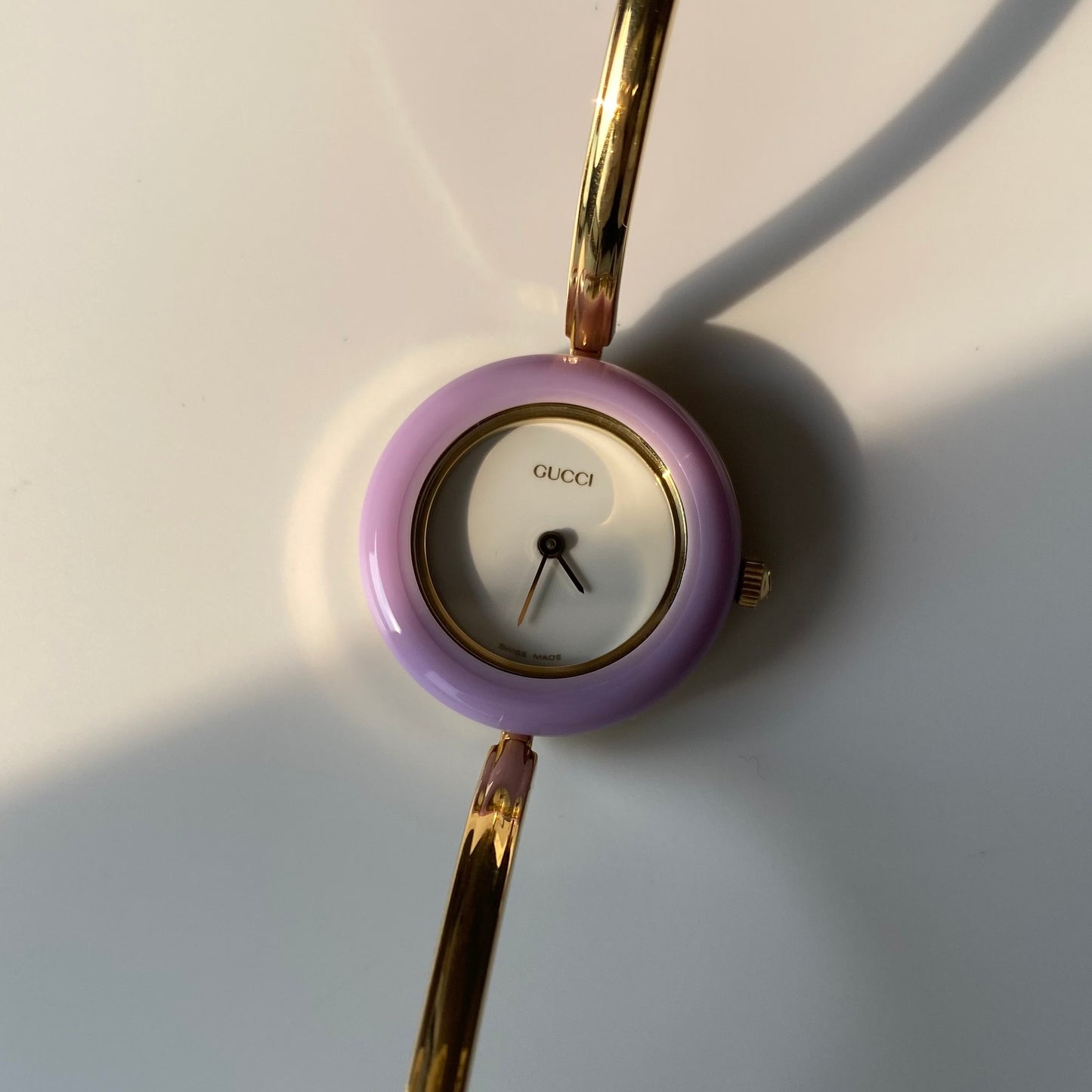 Gucci 1990s Interchangeable Bezel Gold Plated Bangle Watch with 12 bezels, case