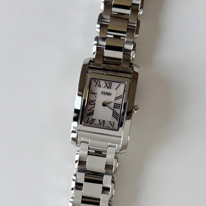 Fendi 1990s Seashell Dial Stainless steel Tank Watch