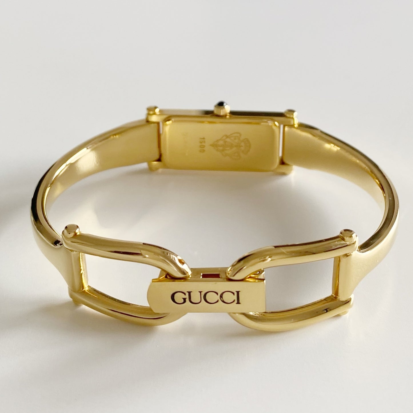 Gucci 1990s Gold Dial Gold Plated Bangle Watch
