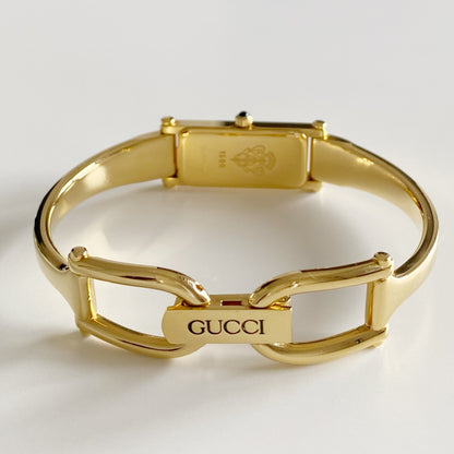 Gucci 1990s Gold Dial Gold Plated Bangle Watch