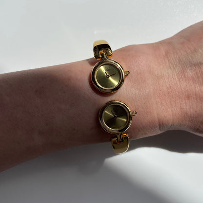 Fendi 1990s Double Face Gold-Plated Bangle Watch