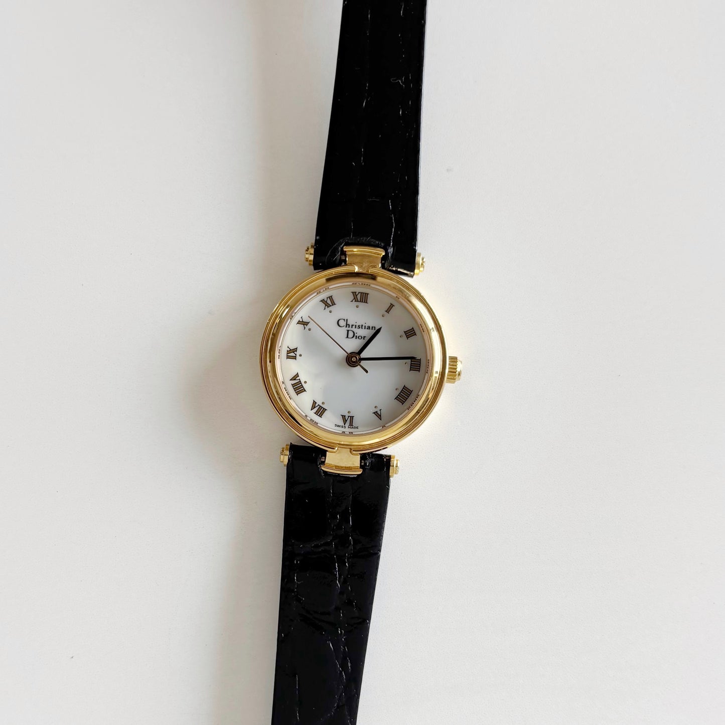 Dior 1990s Round Dial Gold Plated Watch