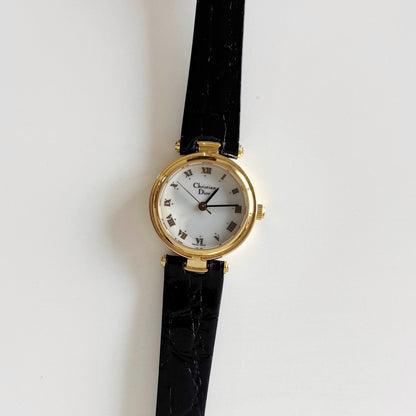 Dior 1990s Round Dial Gold Plated Watch