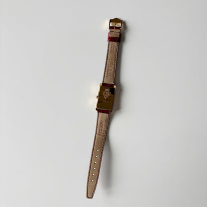 Gucci 1990s Red Tank Gold Plated Watch
