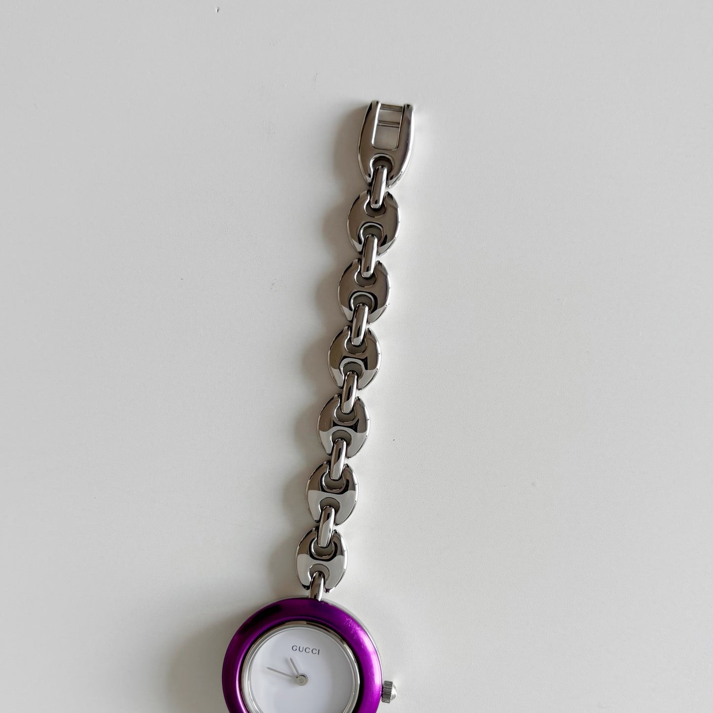 Gucci 1990s Interchangeable Bezel Stainless steel Silver Watch with 6 bezels, case (167mm)