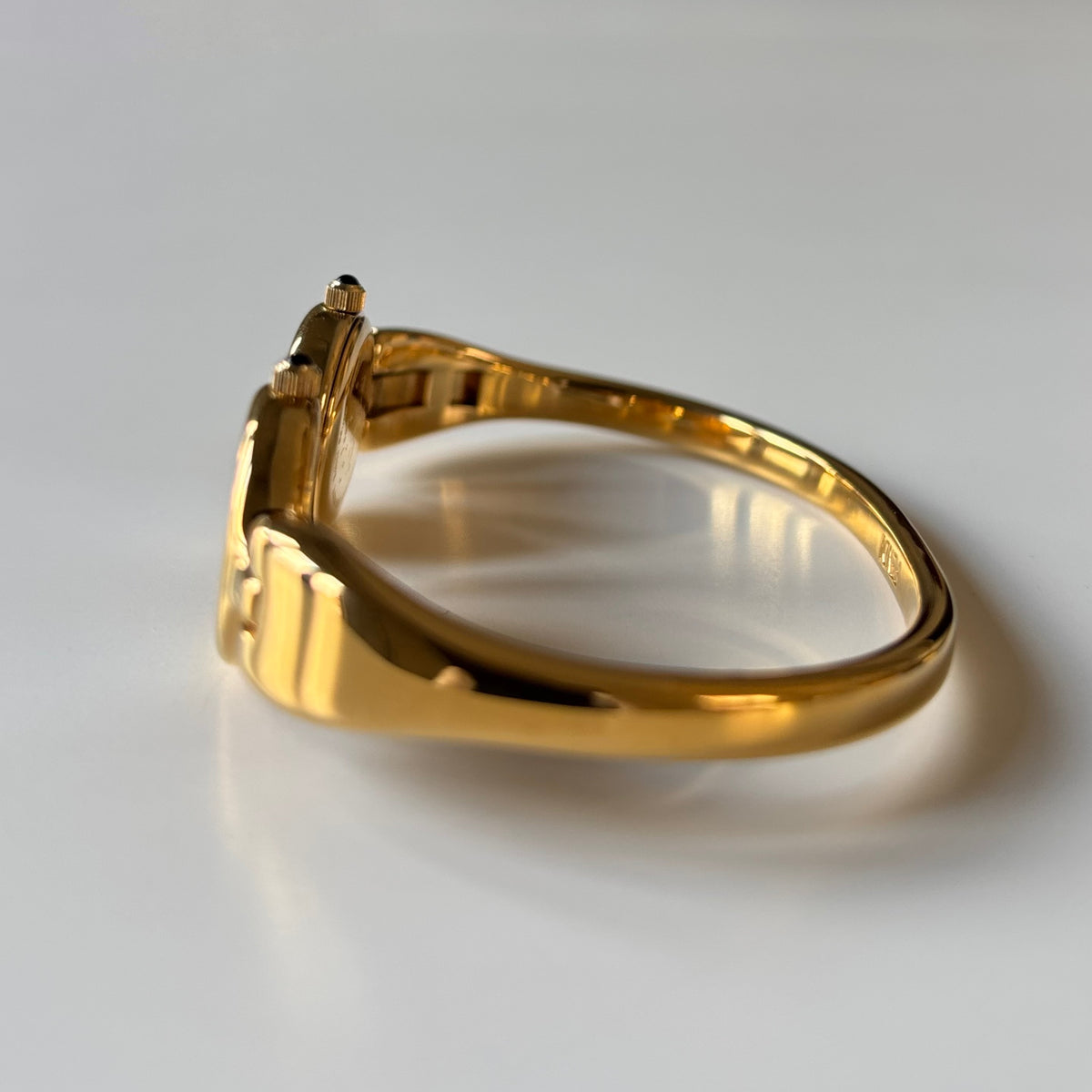 Fendi 1990s Seashell Dial Two Time Zone Gold Plated Bangle Watch