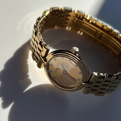 Dior 1990s Round Dial Gold Plated Watch