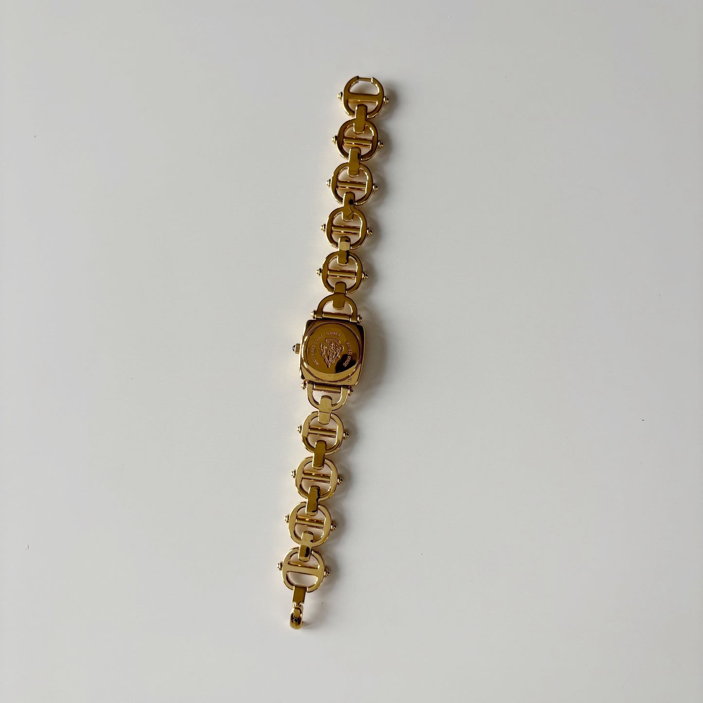 Gucci 1990s Seashell Dial Horsebit Gold Plated Watch