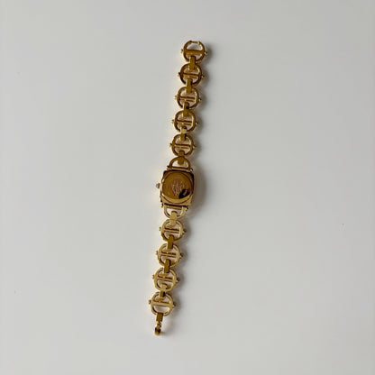 Gucci 1990s Seashell Dial Horsebit Gold Plated Watch