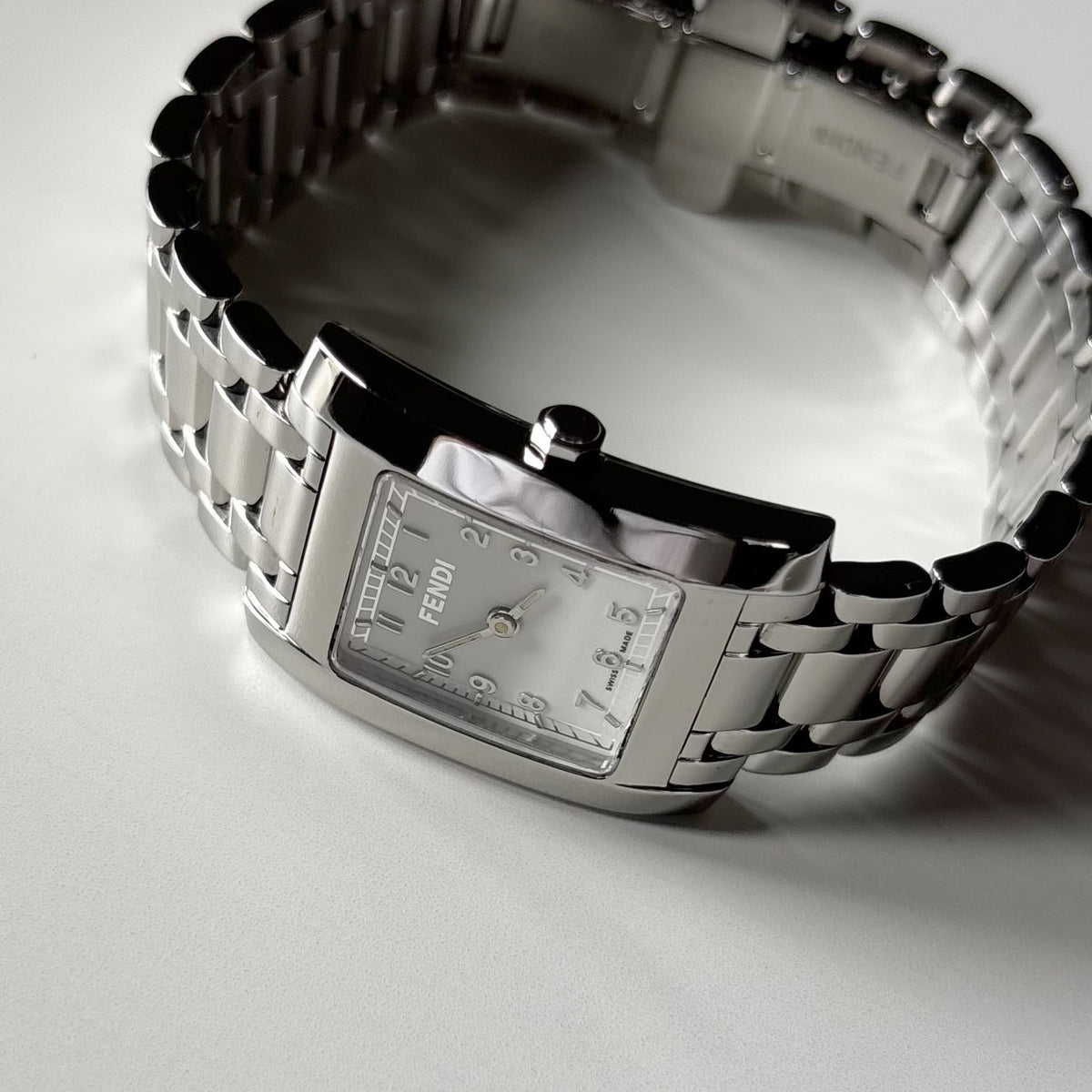 Fendi 1990s Tank Stainless Steel Watch