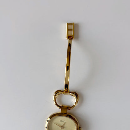 Gucci 1990s Oval Dial Gold Plated Bangle Watch