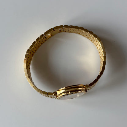 Gucci 1990s Cream Dial Date Gold Plated Watch