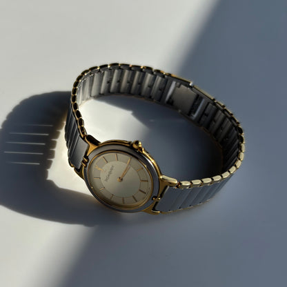 Yves Saint Laurent 1990s Round Dial Two Tone Watch