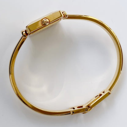 Gucci 1990s Seashell Dial Square Gold Plated Bangle Watch