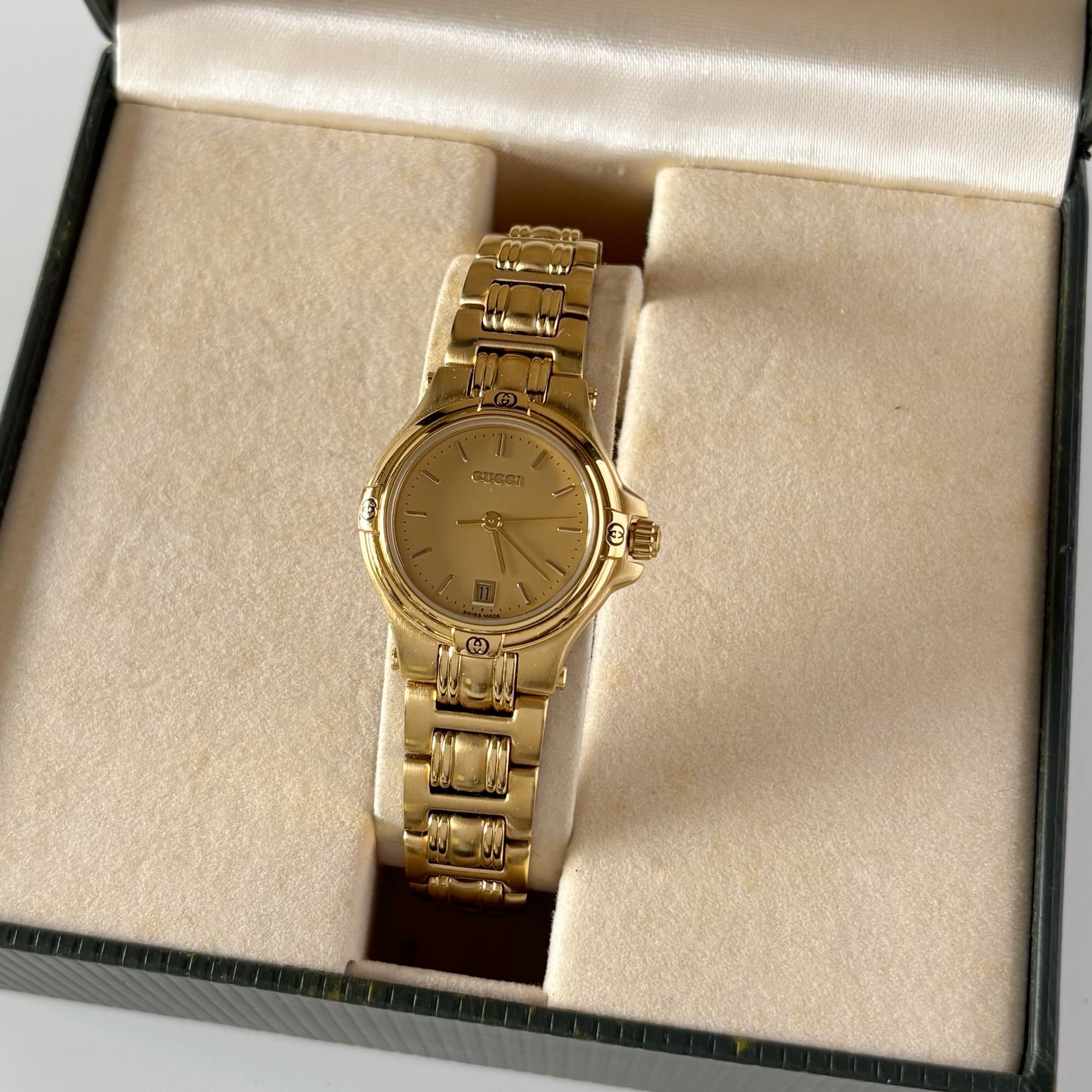 Gucci 1990s Date Gold Plated Watch