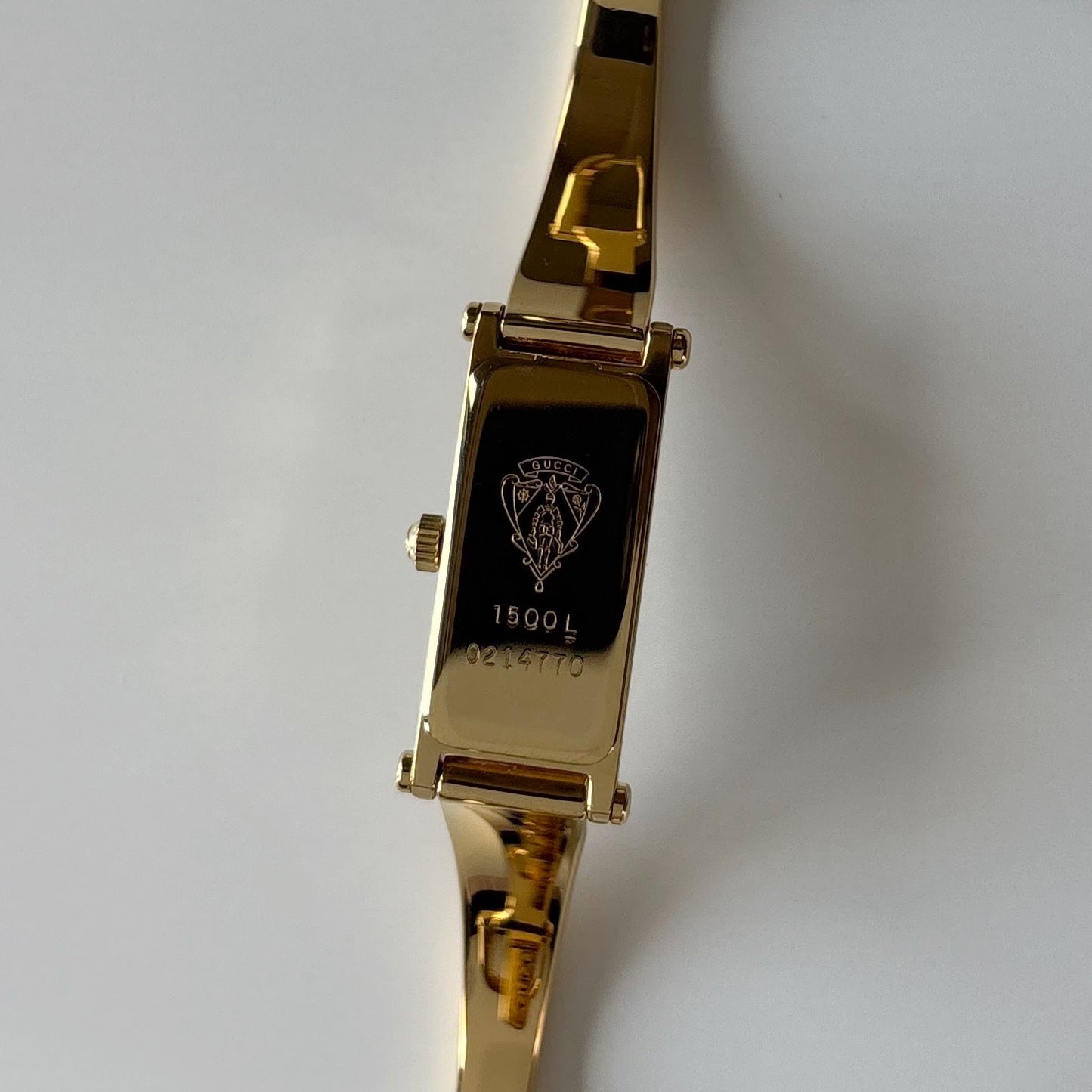 Gucci 1990s Seashell Dial Gold Plated Bangle Watch