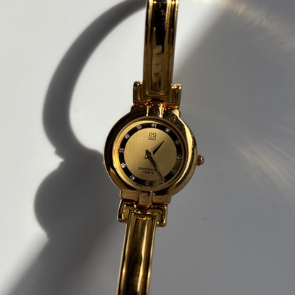 Givenchy 1990s Round Dial Gold Plated Bangle Watch