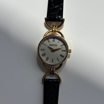 Gucci Round Dial Horsebit Gold-Plated Watch