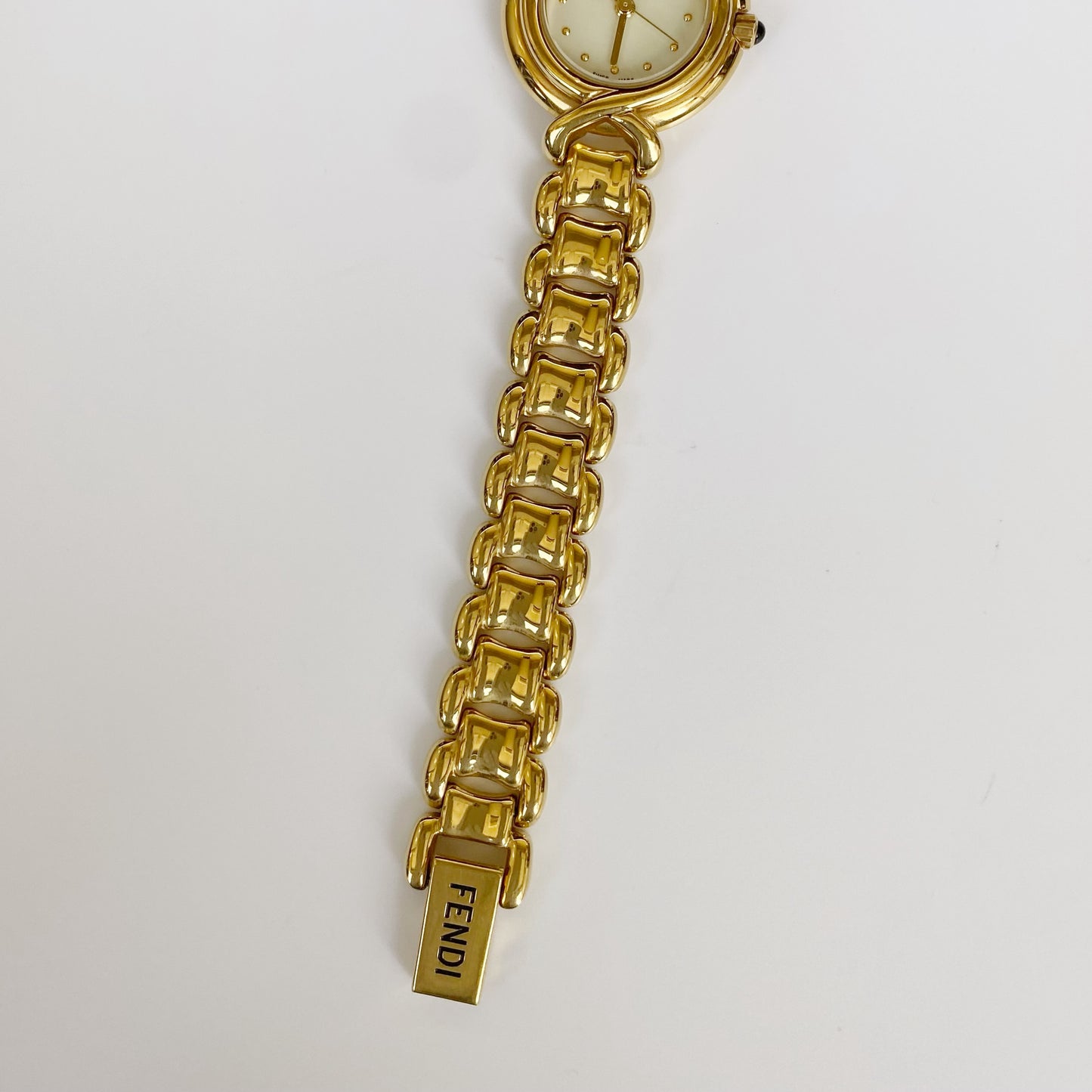 Fendi 1990s Seashell Dial Gold Plated Watch