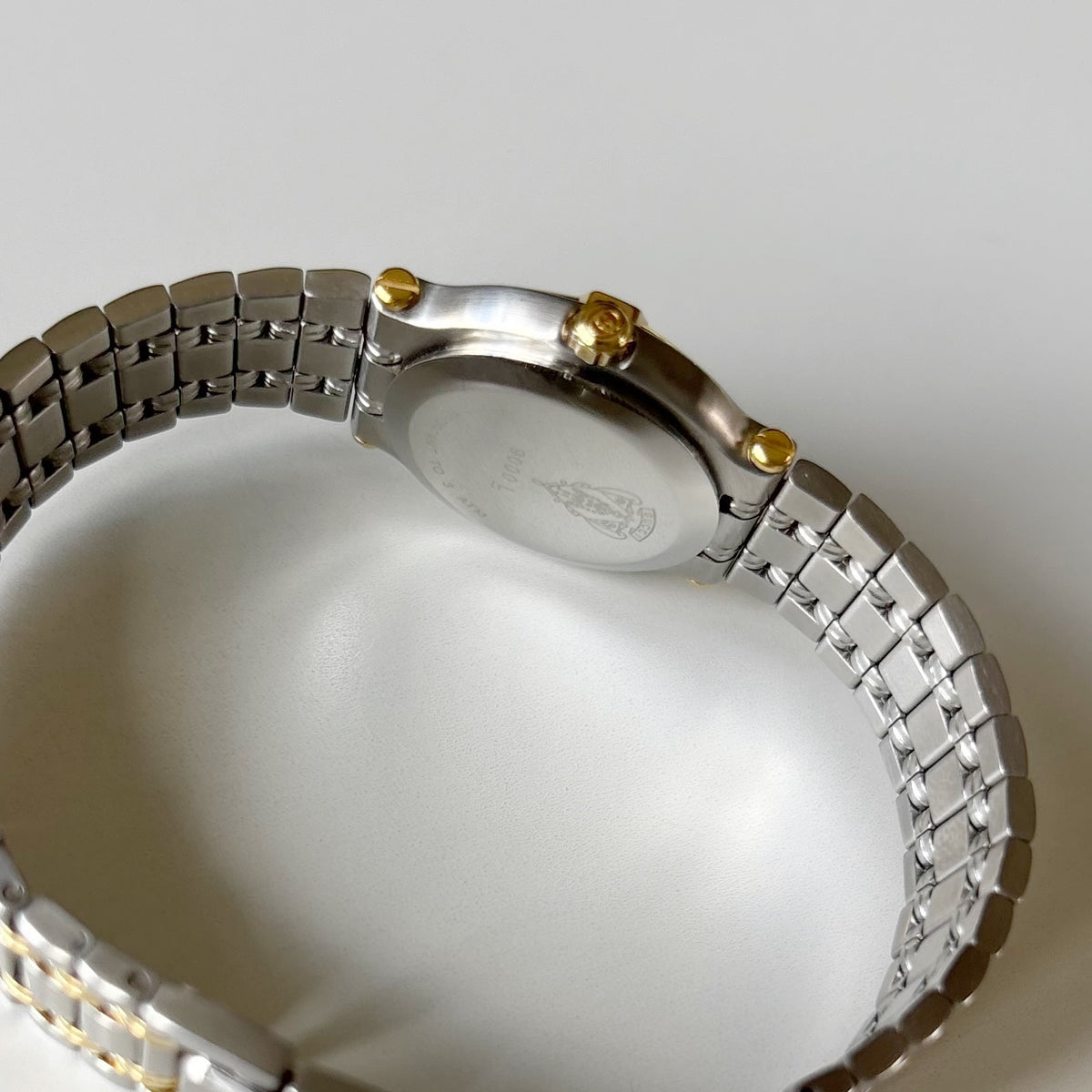 Gucci 1980s Date Round Dial Two Tone Gold Plated Watch