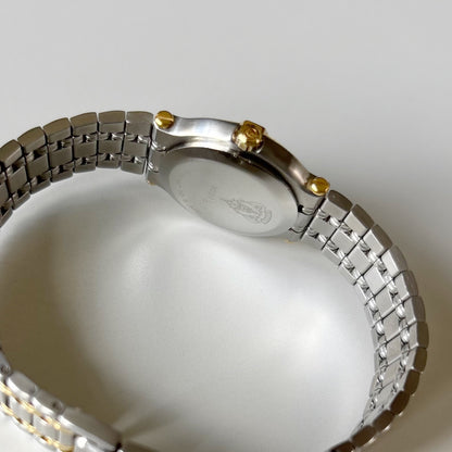 Gucci 1980s Date Round Dial Two Tone Gold Plated Watch