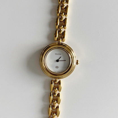 Gucci 1990s Interchangeable Bezel Gold Plated Watch with 6 bezels, case (160mm)