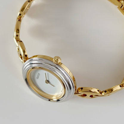 Gucci 1990s Interchangeable Bezel Gold Plated Watch with 6 bezels, case (165mm)