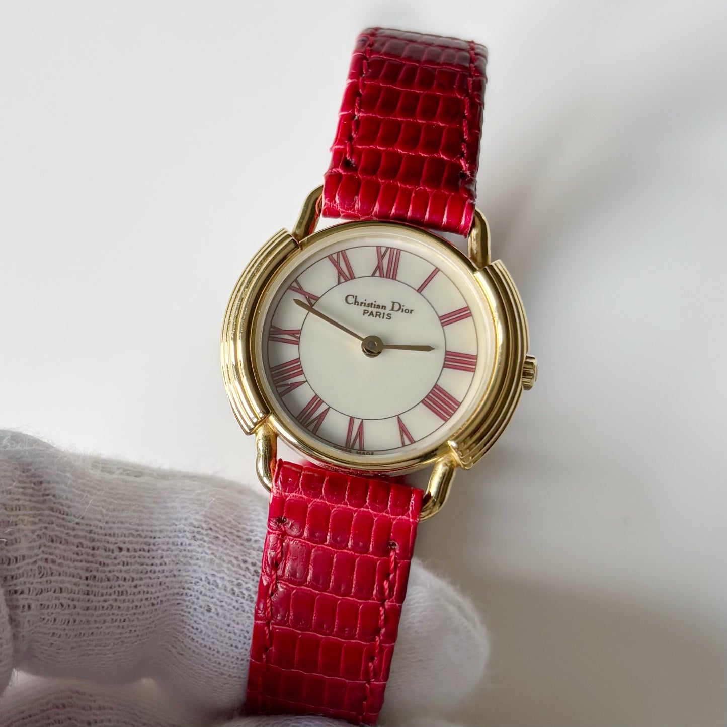 Dior 1990s Seashell Dial Gold Plated Watch