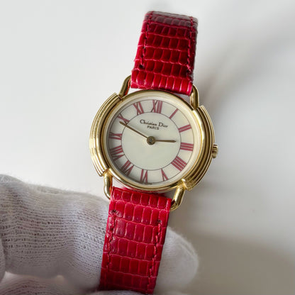 Dior 1990s Seashell Dial Gold Plated Watch