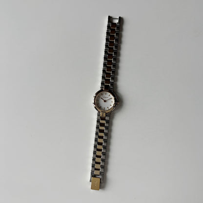 Yves Saint Laurent 1990s Round Dial Two Tone Gold Plated Watch