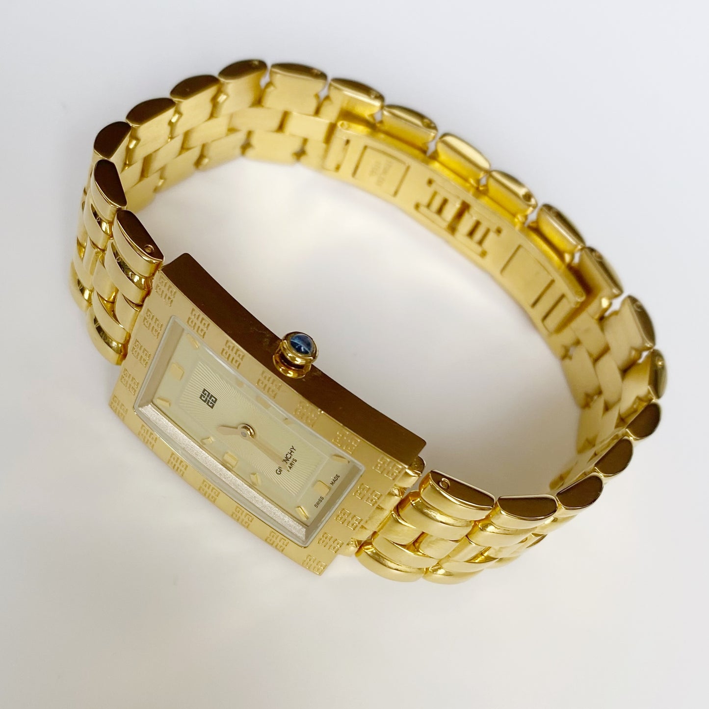 Givenchy 1990s Rectangular Gold Plated Watch