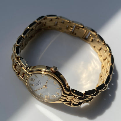 Dior 1990s Round Dial Gold Plated Watch
