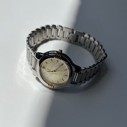 Yves Saint Laurent 1990s Round Dial Two-Tone Gold-Plated Watch (Large)