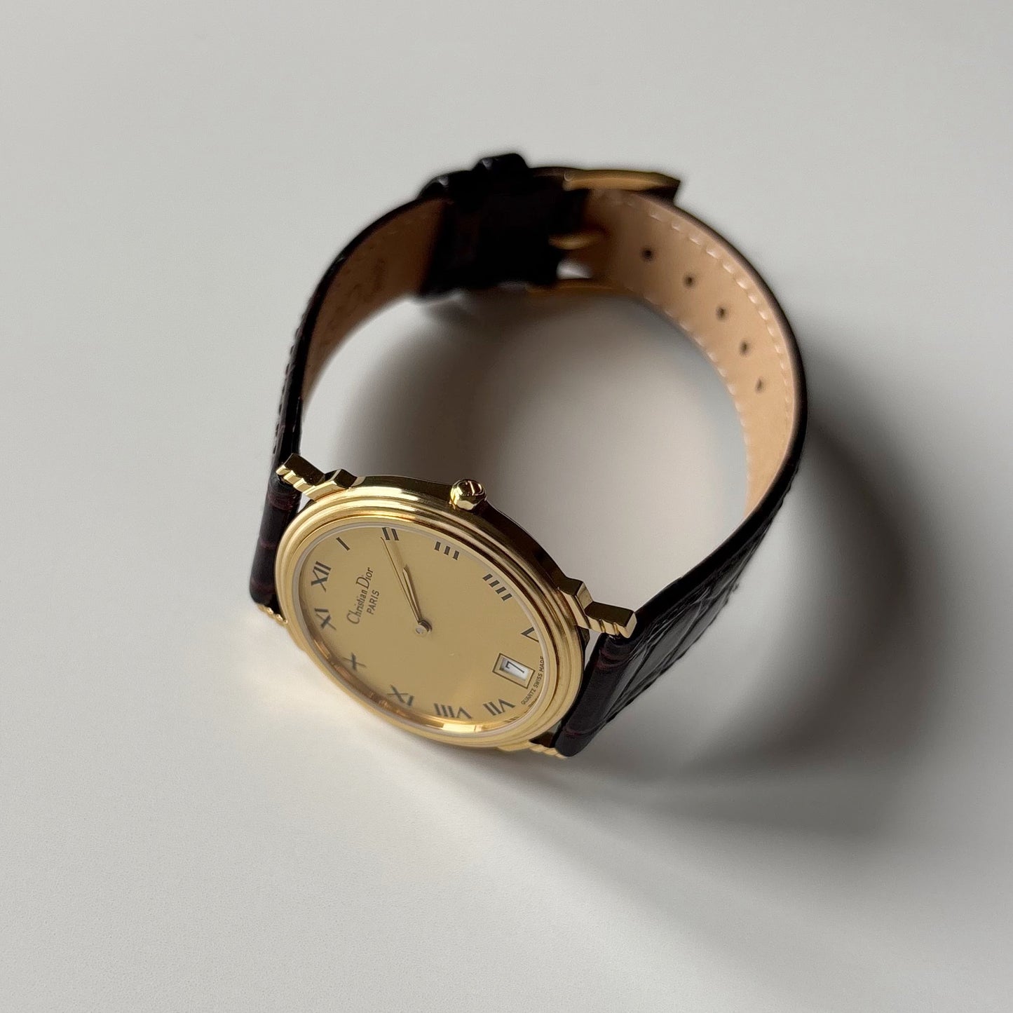 Dior 1990s Round Dial Date Gold Plated Watch (Large)