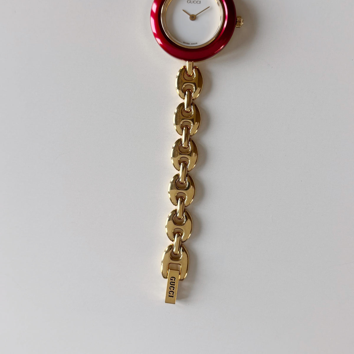 Gucci 1990s Interchangeable Bezel Gold Plated Chain Watch with 6 bezels, case (165mm)