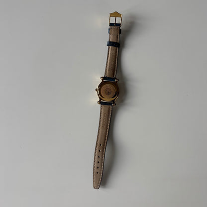 Gucci 1990s White Round Dial Gold-Plated Watch