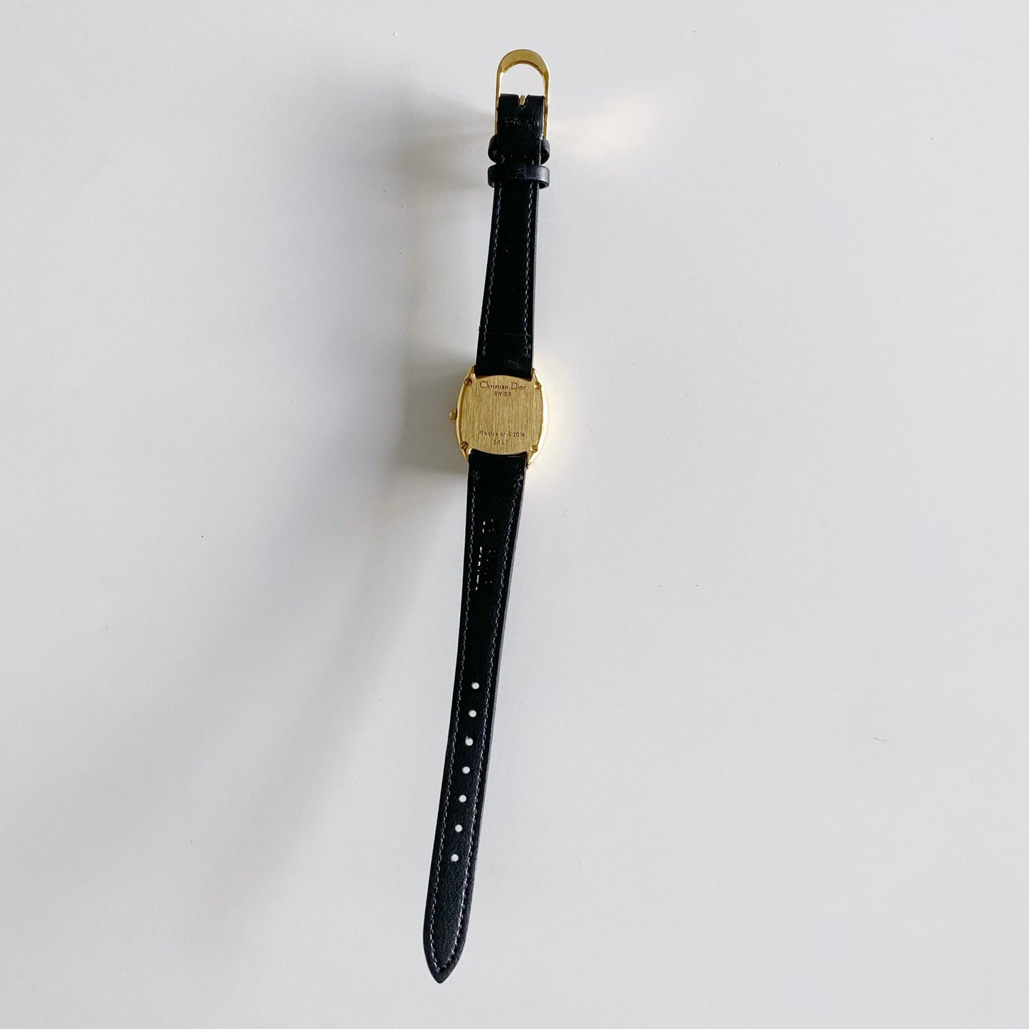 Dior 1990s Baignoire Gold Plated Leather Watch
