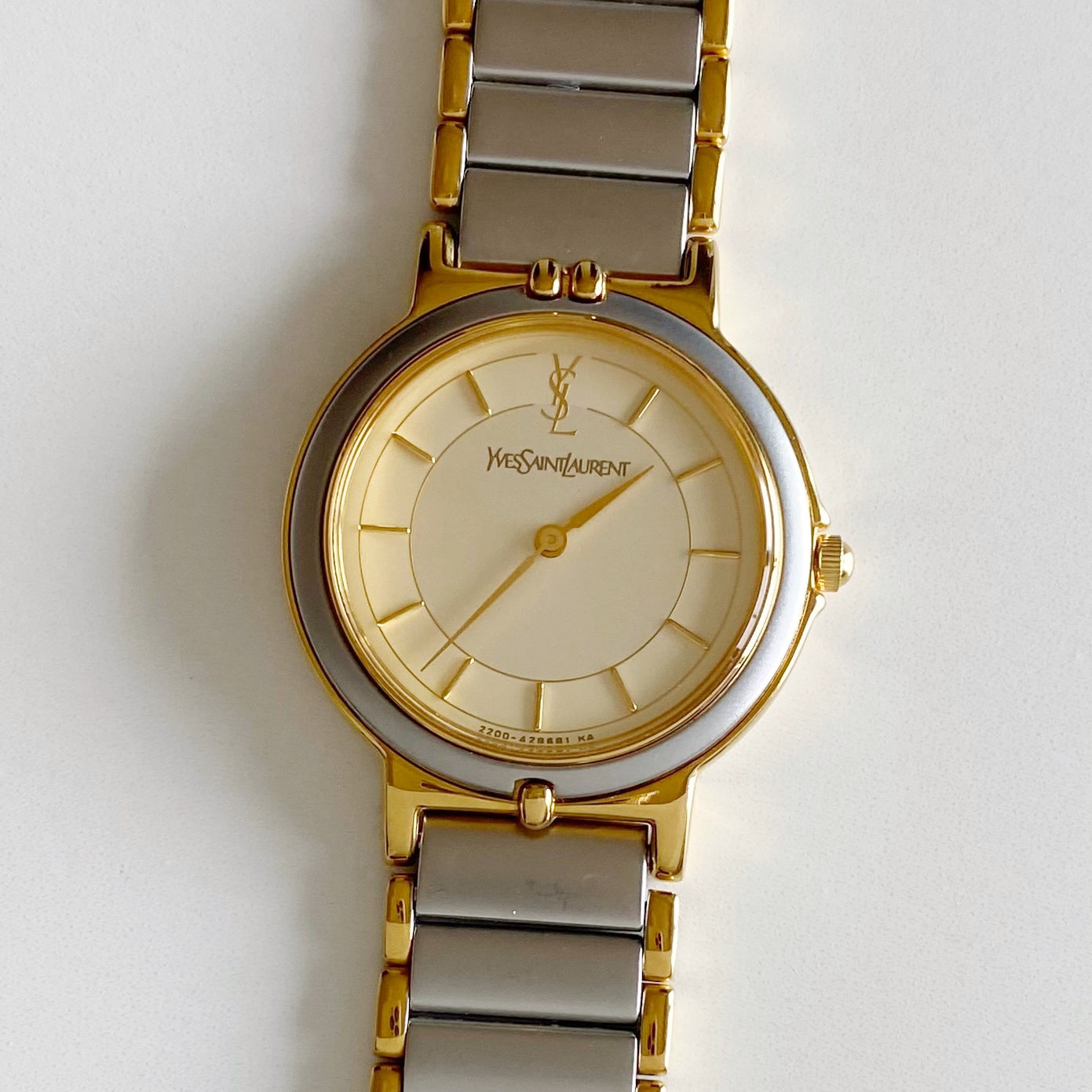 Yves Saint Laurent 1990s Round Dial Two Tone Watch