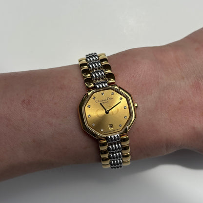 Dior 1990s Octagon Dial Two Tone Watch