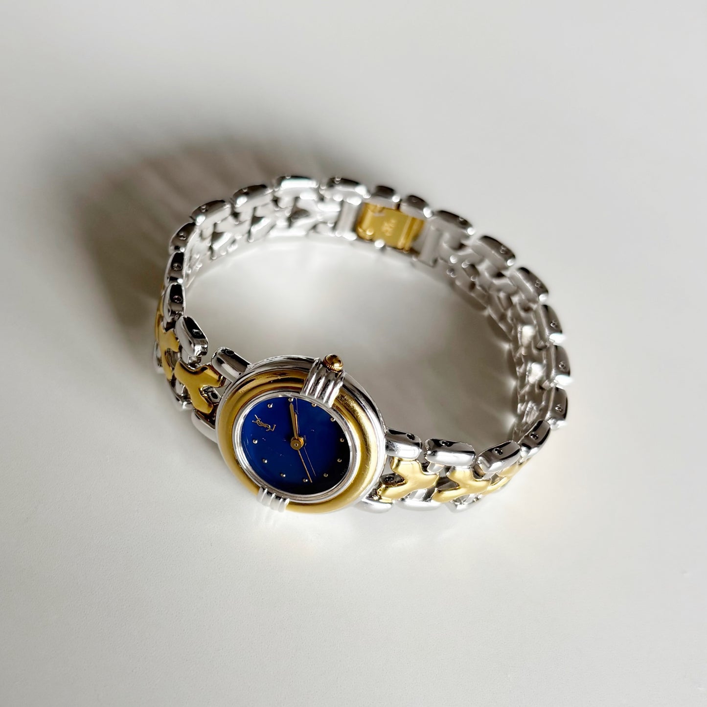 Yves Saint Laurent 1990s Round Dial Two Tone Watch